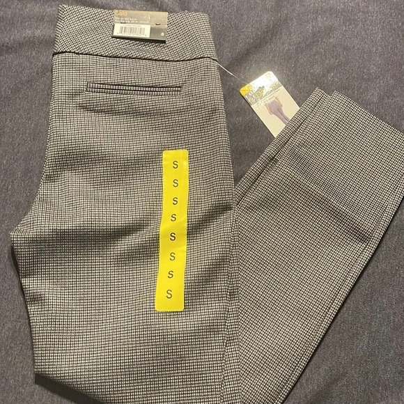 Dalia Ladies' Ponte Pant Small Checkered Plaid Charcoal Gray Blue Black - Picture 7 of 8